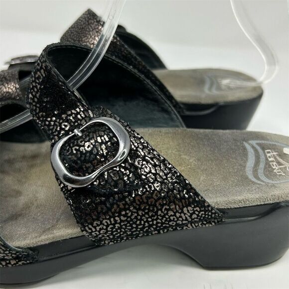 Dansko Women's Black Wedge Heel Slip-On Sandals Size 39 (US 8.5-9) Summer - Picture 7 of 12